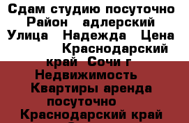 Сдам студию посуточно › Район ­ адлерский › Улица ­ Надежда › Цена ­ 3 000 - Краснодарский край, Сочи г. Недвижимость » Квартиры аренда посуточно   . Краснодарский край,Сочи г.